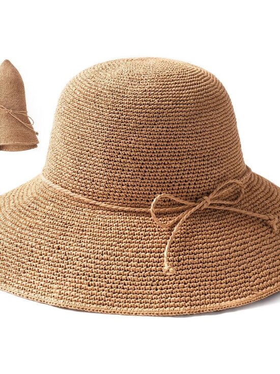 Accessories - Beach Sun Hat for Women Foldable Packable Handmade Straw Hats Sun Protection Flo